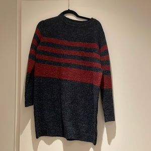 Soft and warm blue and red long sleeve sweater / dress